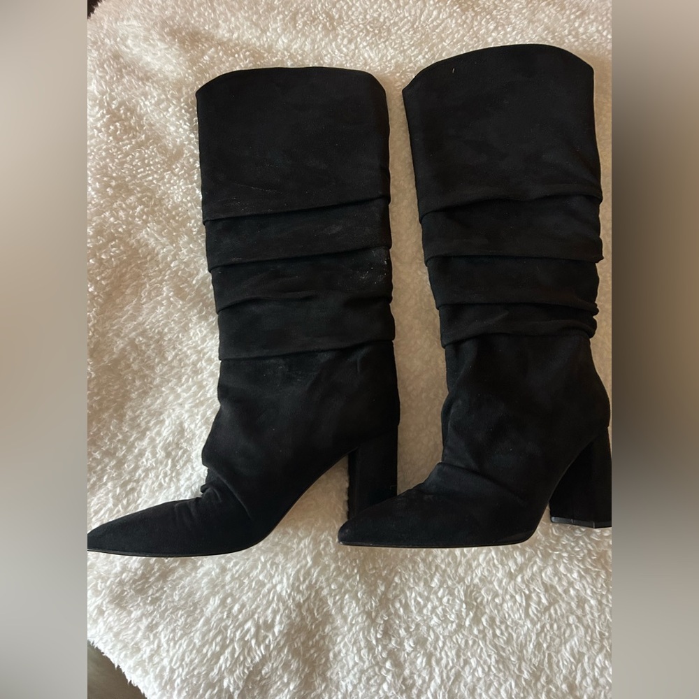 Marc Fisher Black Slouchy Heeled Boots